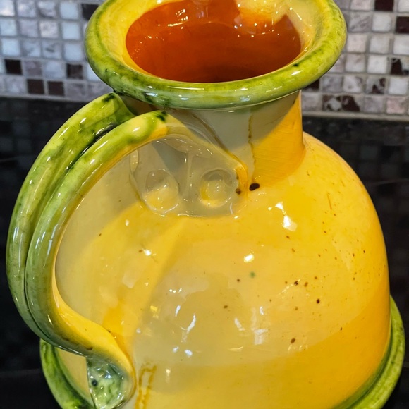 Bleu D Argile French Pottery Yellow & Bleu pitcher - Picture 4 of 10